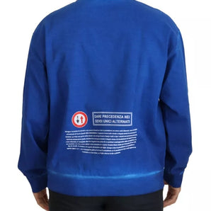 Dolce & Gabbana Blue DGWAY Cotton Crewneck Pullover Sweater