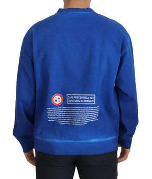 Dolce & Gabbana Blue DGWAY Cotton Crewneck Pullover Sweater