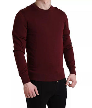 Dolce & Gabbana Bordeaux Wool Knit Crew Neck Pullover Sweater