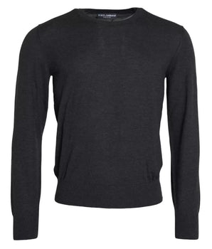 Dolce & Gabbana Dark Gray Cashmere Crewneck Pullover Sweater
