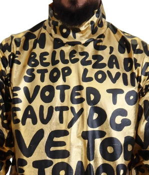 Dolce & Gabbana Gold Logo Print Turtleneck Pullover Sweater
