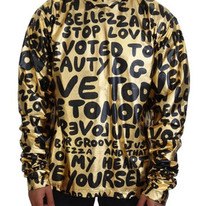 Dolce & Gabbana Gold Logo Print Turtleneck Pullover Sweater