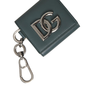 Dolce &amp; Gabbana Green Leather DG Logo Keyring Coin Purse Keyring Wallet