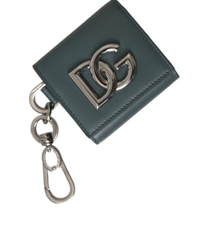 Dolce & Gabbana Green Leather DG Logo Keyring Coin Purse Keyring Wallet