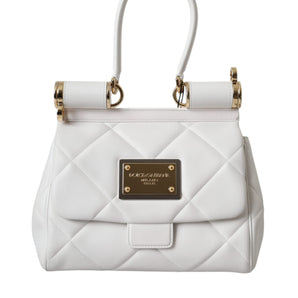 Dolce &amp; Gabbana White Calf Leather 90's SICILY Shoulder Satchel Bag