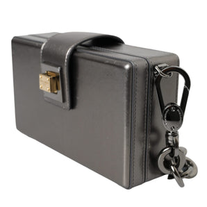 Dolce & Gabbana Metallic Gray Calfskin Leather DG BOX Shoulder Bag