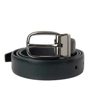 Dolce & Gabbana Black Leather Silver Metal Buckle Belt Men