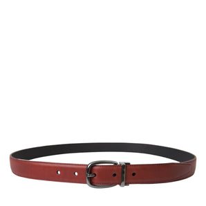 Dolce & Gabbana Brown Leather Silver Metal Buckle Belt Men