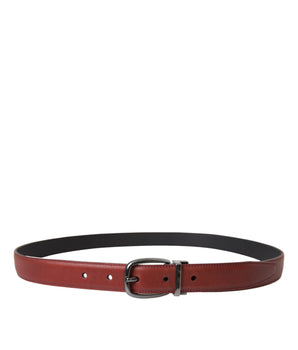 Dolce & Gabbana Brown Leather Silver Metal Buckle Belt Men