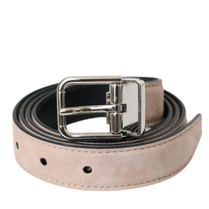 Dolce & Gabbana Beige Suede Leather Silver Buckle Belt Men