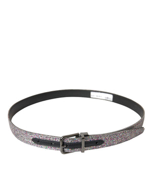 Dolce & Gabbana Multicolor Embellished Silver Metal Buckle Belt