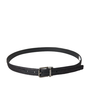 Dolce & Gabbana Black Jacquard Stripes Silver Metal Buckle Belt