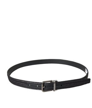 Dolce & Gabbana Black Jacquard Stripes Silver Metal Buckle Belt