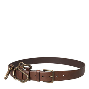 Dolce & Gabbana Brown Calf Leather Gold Metal Buckle Belt Men