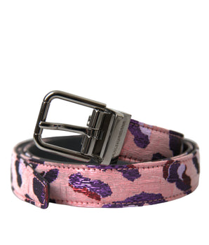 Dolce & Gabbana Multicolor Jacquard Leather Metal Buckle Belt