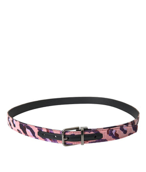Dolce & Gabbana Multicolor Jacquard Leather Metal Buckle Belt