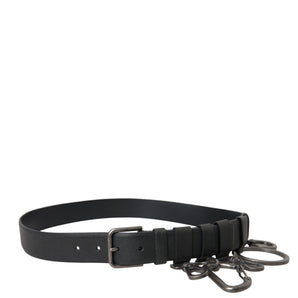 Dolce & Gabbana Black Calf Leather Silver Metal Buckle Belt