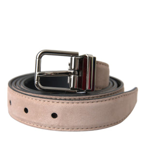 Dolce & Gabbana Beige Suede Leather Silver Buckle Belt Men