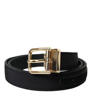 Dolce & Gabbana Black Gros Grain Gold Metal Buckle Belt Men