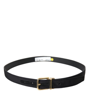 Dolce & Gabbana Black Gros Grain Gold Metal Buckle Belt Men