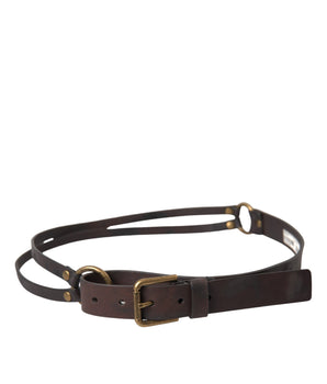 Dolce & Gabbana Dark Brown Leather Gold Metal Buckle Women Belt