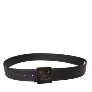 Dolce & Gabbana Black Calf Leather Square Metal Buckle Belt