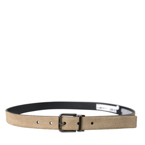 Dolce & Gabbana Beige Suede Leather Silver Metal Buckle Belt