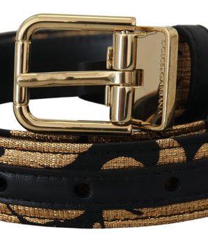 Dolce & Gabbana Multicolor Jacquard Leather Logo Buckle Belt
