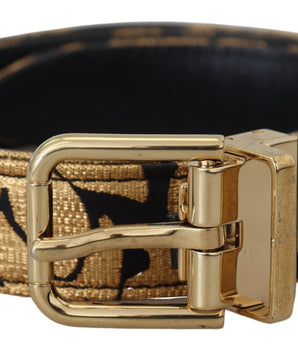 Dolce & Gabbana Multicolor Jacquard Leather Logo Buckle Belt