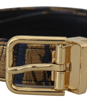 Dolce & Gabbana Multicolor Jacquard Leather Logo Buckle Belt