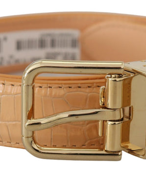 Dolce & Gabbana Beige Exotic Leather Gold Metal Buckle Belt