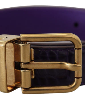 Dolce & Gabbana Purple Exotic Leather Gold Metal Buckle Belt