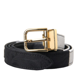 Dolce & Gabbana Black White Patchwork Gold Metal Buckle Belt