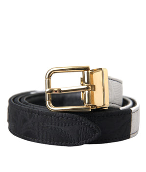 Dolce & Gabbana Black White Patchwork Gold Metal Buckle Belt