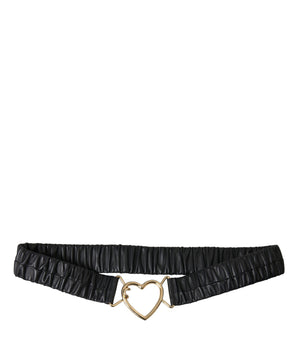 Dolce & Gabbana Black Leather Gold Heart Metal Buckle Belt