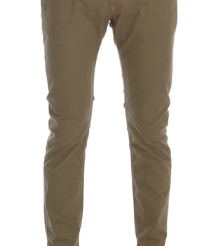 Daniele Alessandrini Beige Slim Fit Chinos for Sophisticated Style Daniele Alessandrini 
