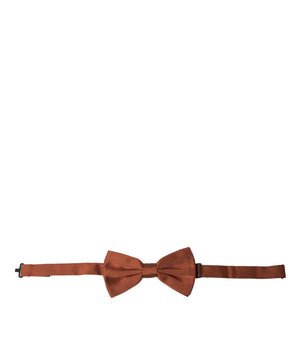 Dolce & Gabbana Brown Silk Adjustable Neck Men Bow Tie