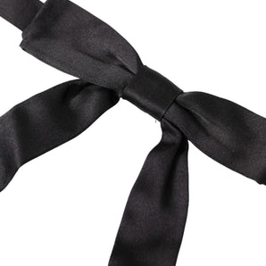 Dolce & Gabbana Black Ribbon Silk Adjustable Neck Bow Tie