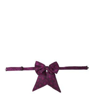Dolce &amp; Gabbana Purple Ribbon Silk Adjustable Neck Men Bow Tie