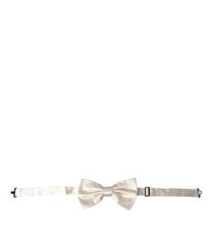 Dolce & Gabbana Off White Silk Adjustable Neck Men Bow Tie