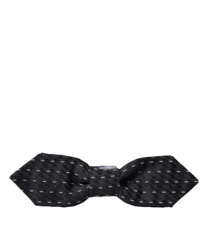 Dolce & Gabbana Black White Stitched Silk Men Neck Bow Tie