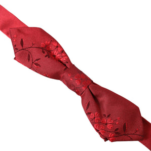 Dolce &amp; Gabbana Red Brocade Silk Adjustable Neck Men Bow Tie