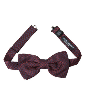 Dolce &amp; Gabbana Maroon Polka Dots Silk Adjustable Neck Bow Tie