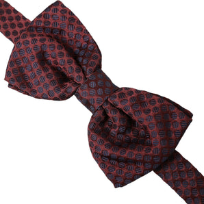 Dolce &amp; Gabbana Maroon Polka Dots Silk Adjustable Neck Bow Tie