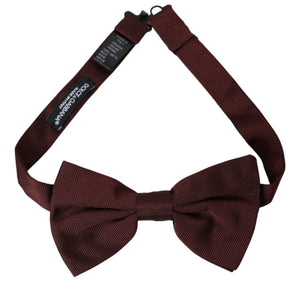 Dolce &amp; Gabbana Maroon Silk Adjustable Neck Men Bow Tie