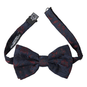 Dolce &amp; Gabbana Blue Floral Brocade Adjustable Neck Men Bow Tie