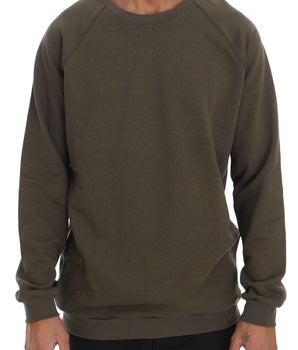 Daniele Alessandrini Stunning Green Crewneck Cotton Sweater Daniele Alessandrini 