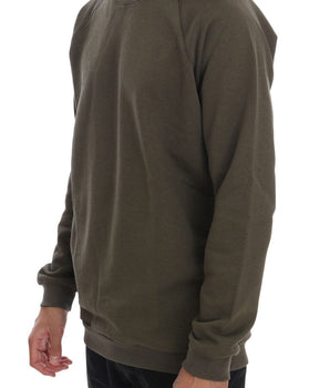 Daniele Alessandrini Stunning Green Crewneck Cotton Sweater Daniele Alessandrini 