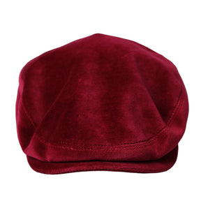 Dolce & Gabbana Maroon Velvet Cotton Newsboy Hat Men