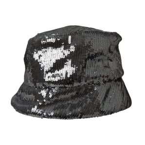 Dolce & Gabbana Silver Sequined Nylon Bucket Hat Men